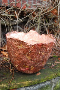 Papierschale handgeschöpftes Papier dunkelrot Durchmesser 25cm Höhe 30cm 